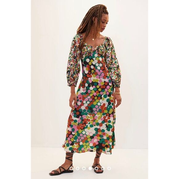 Anthropologie x Porridge Floral Puff-Sleeved Maxi Dress Size SP - Picture 1 of 8